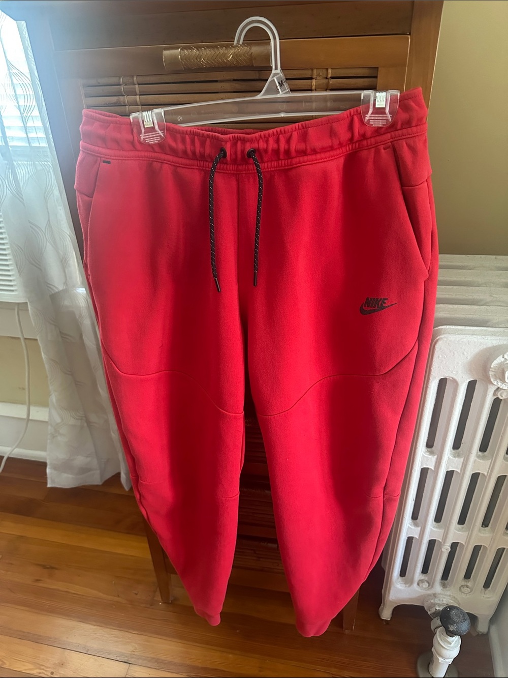 Nike Red Men’s Tech Fleece Joggers with Drawstring Waist